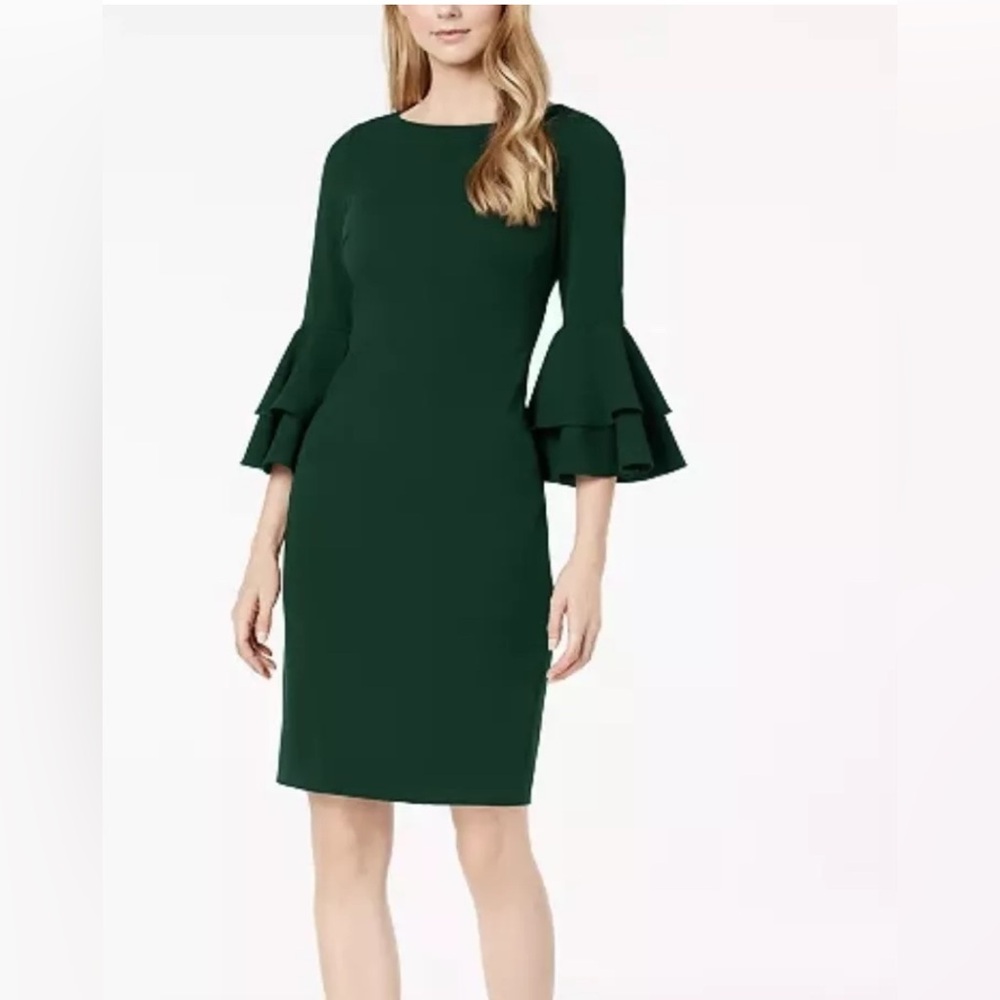 NWT CALVIN KLEIN BELL SLEEVES SHEATH DRESS - Picture 1 of 5